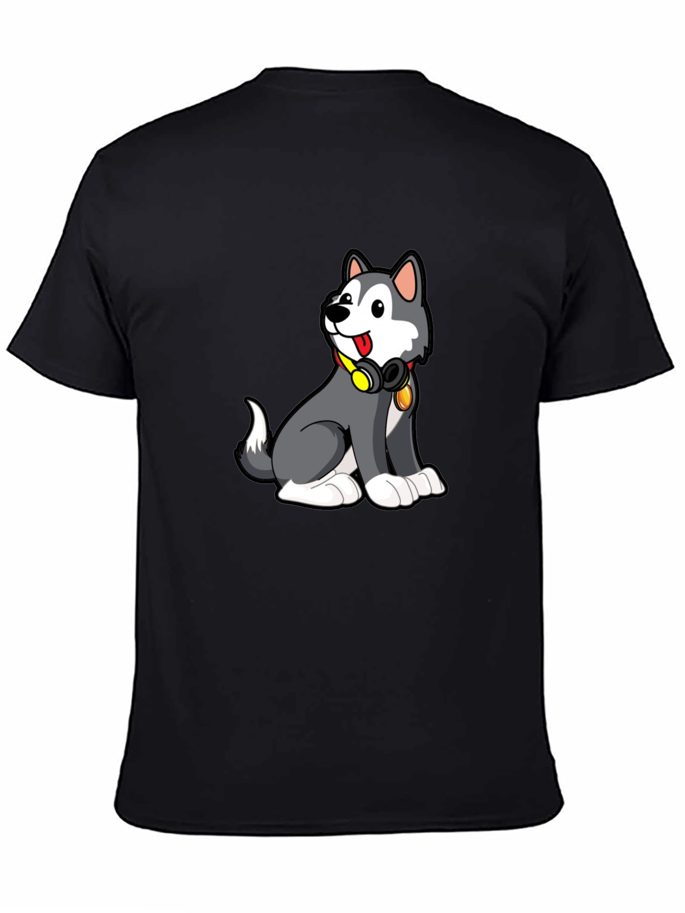 Cool Husky Graphic Tee - Black Cotton Blend