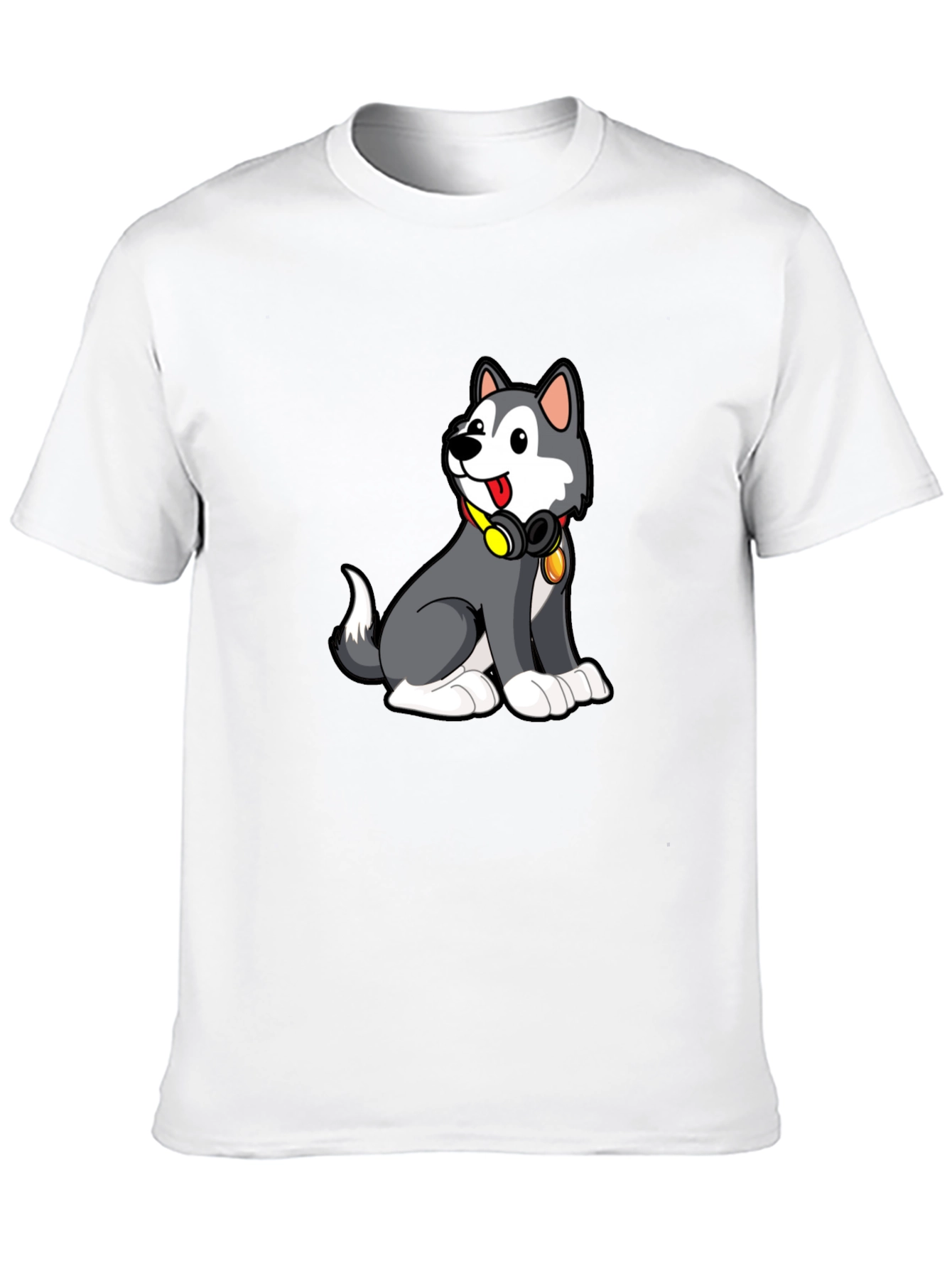 Cool Husky Graphic Tee - Black Cotton Blend