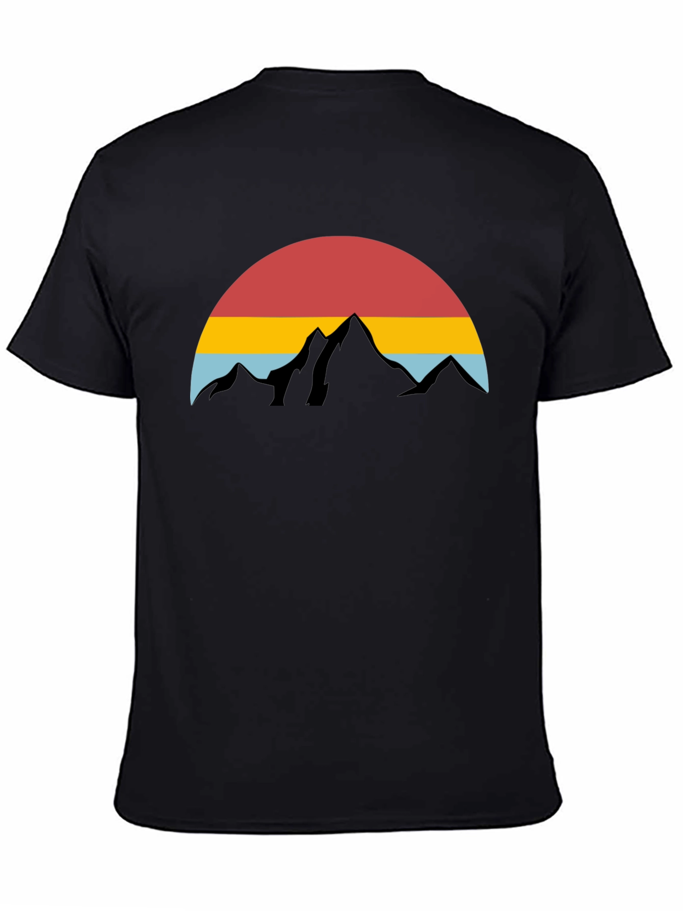 Retro Sunset Mountain Graphic Tee - Black