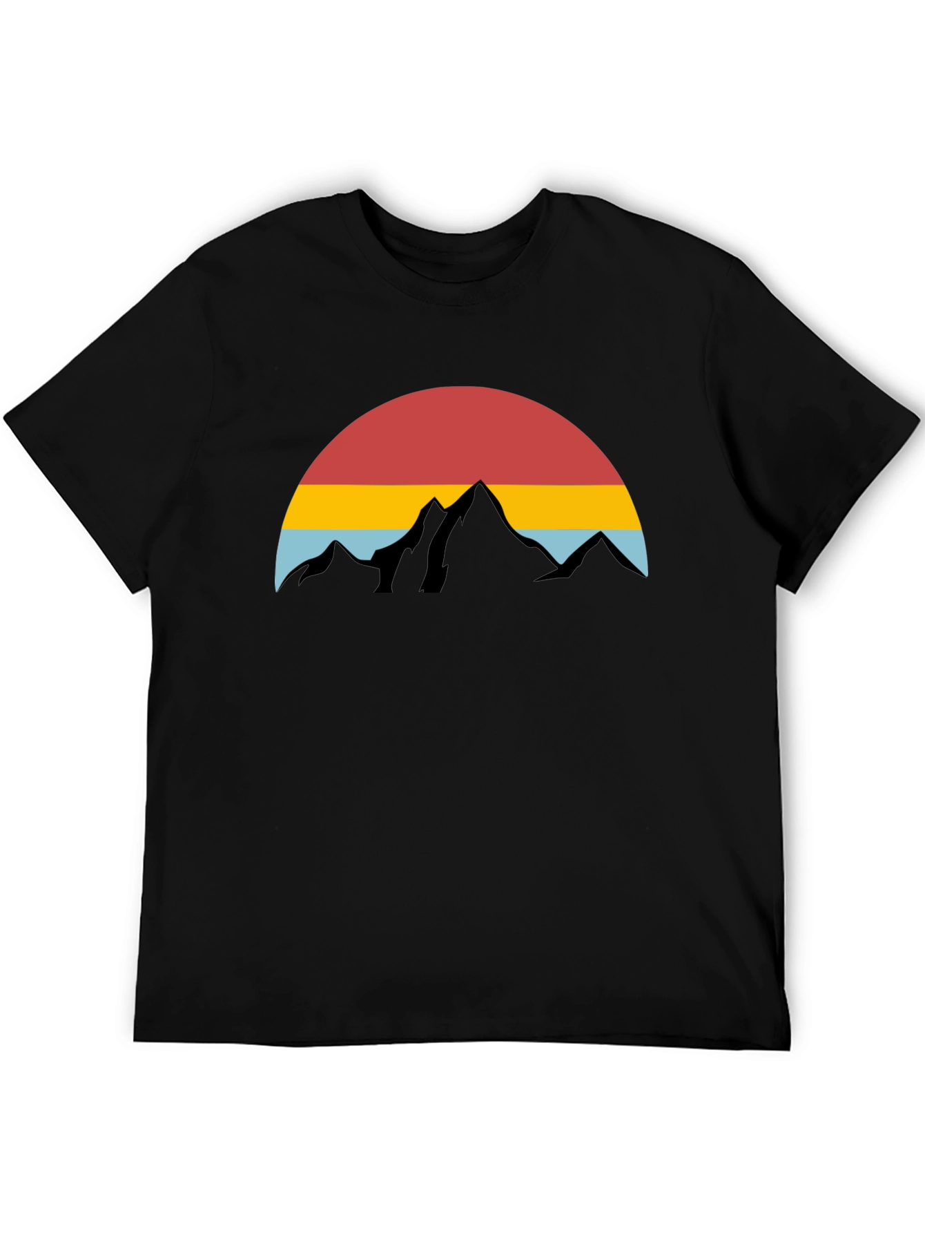 Retro Sunset Mountain Graphic Tee - Black