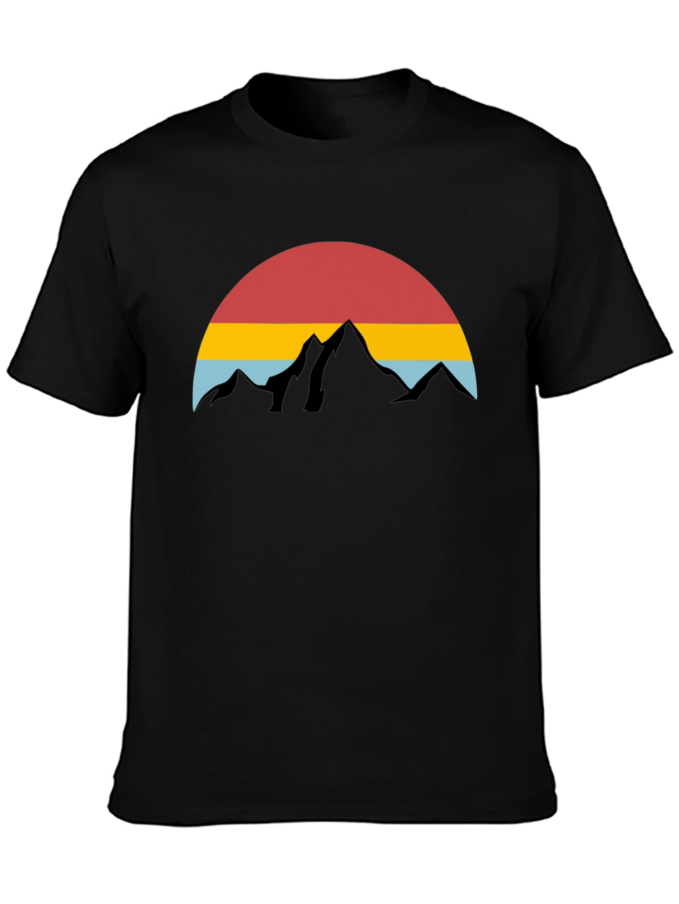 Retro Sunset Mountain Graphic Tee - Black