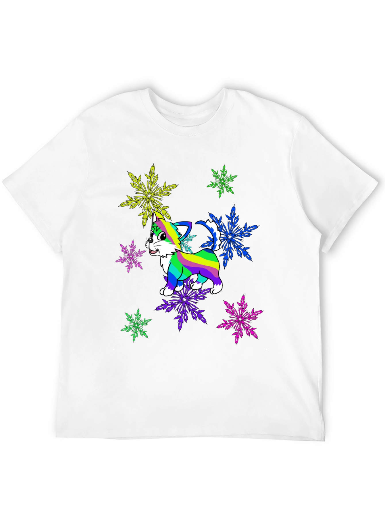 Rainbow Cat Snowflake Graphic Tee