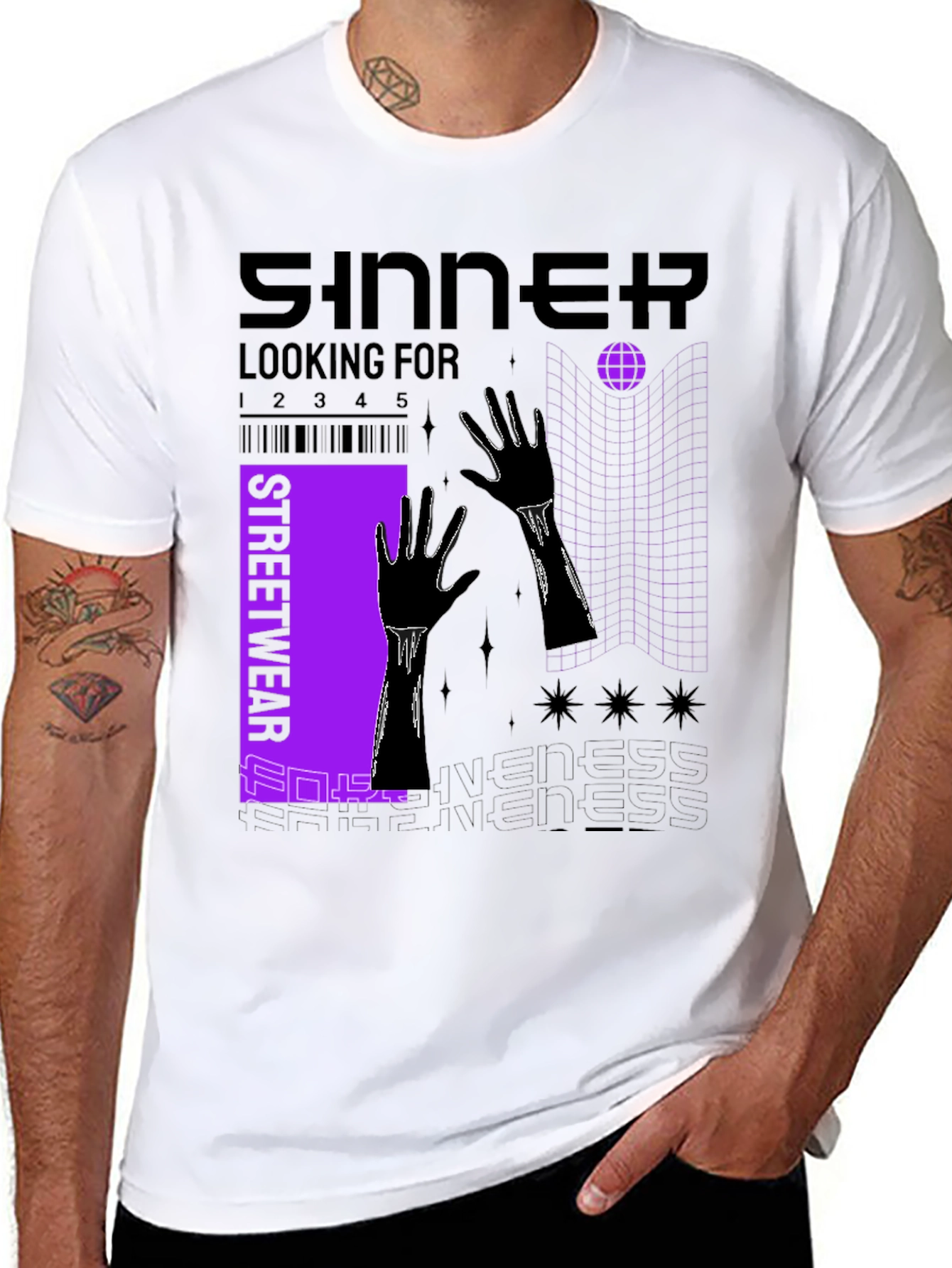 Sinner Graphic Print Black T-Shirt