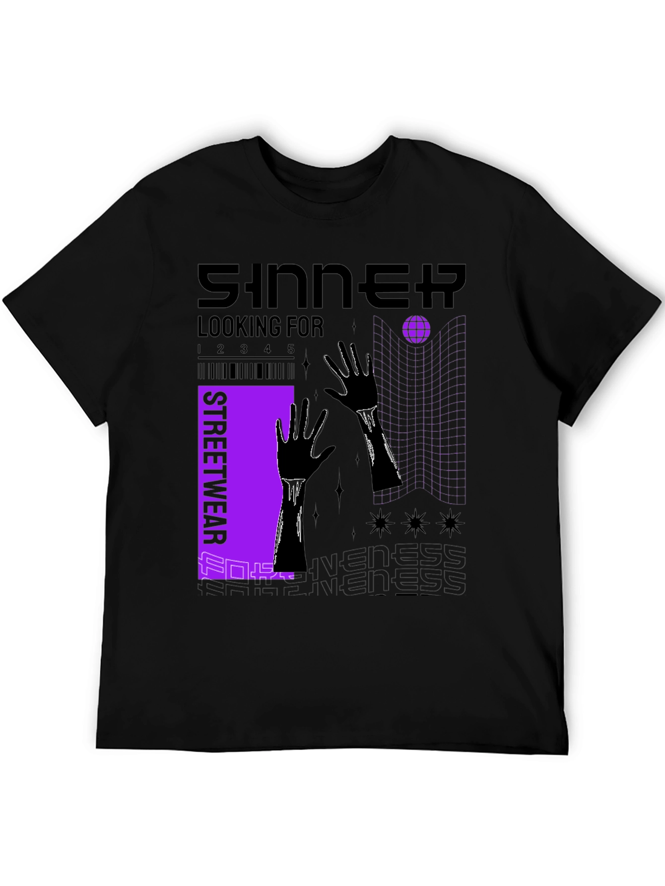 Sinner Graphic Print Black T-Shirt