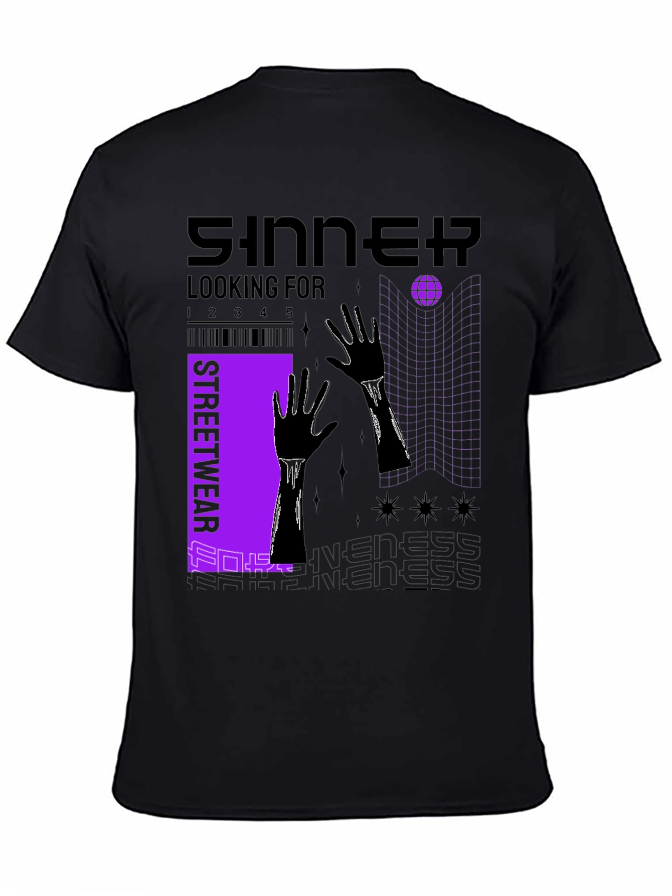 Sinner Graphic Print Black T-Shirt