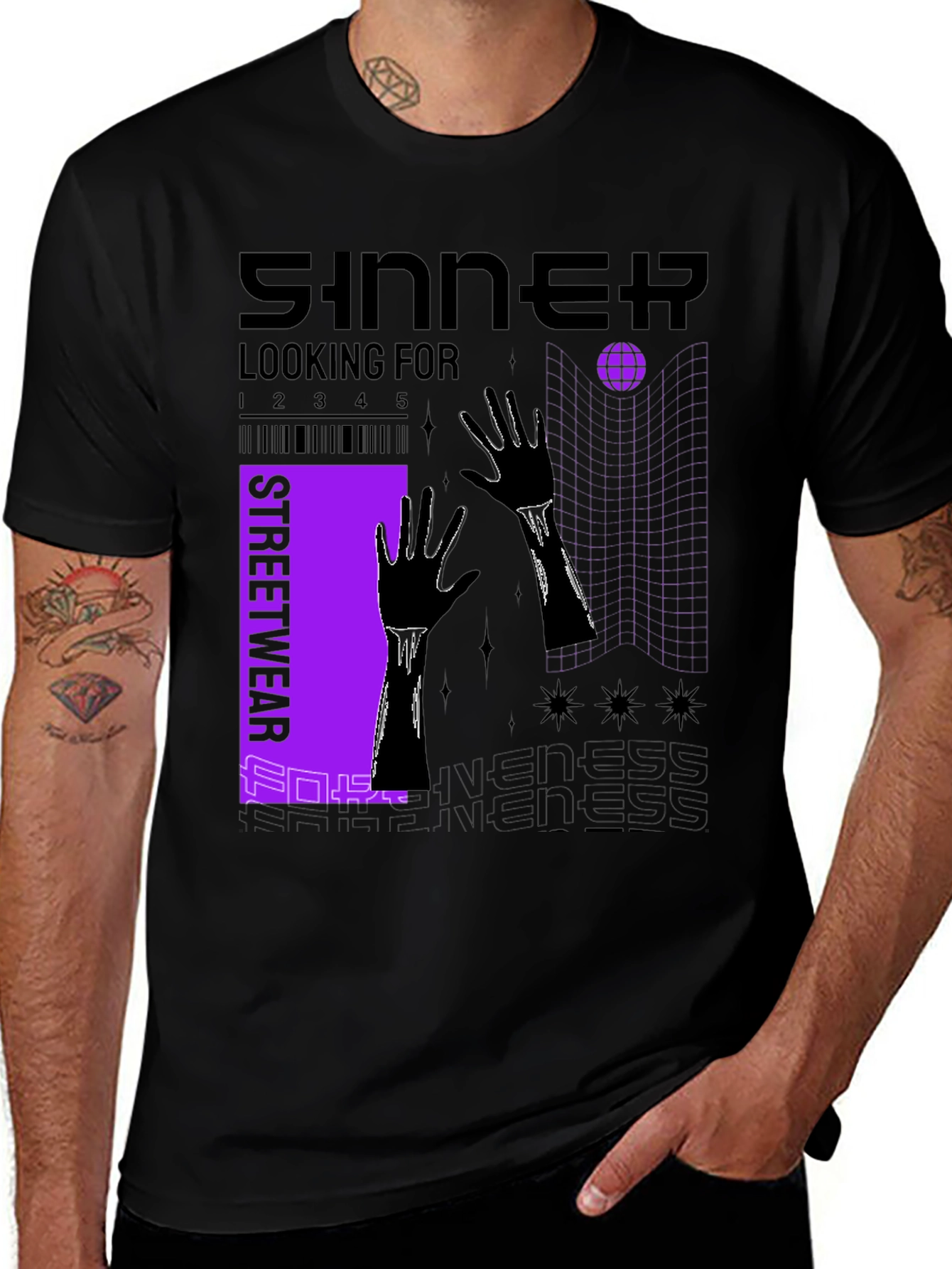 Sinner Graphic Print Black T-Shirt