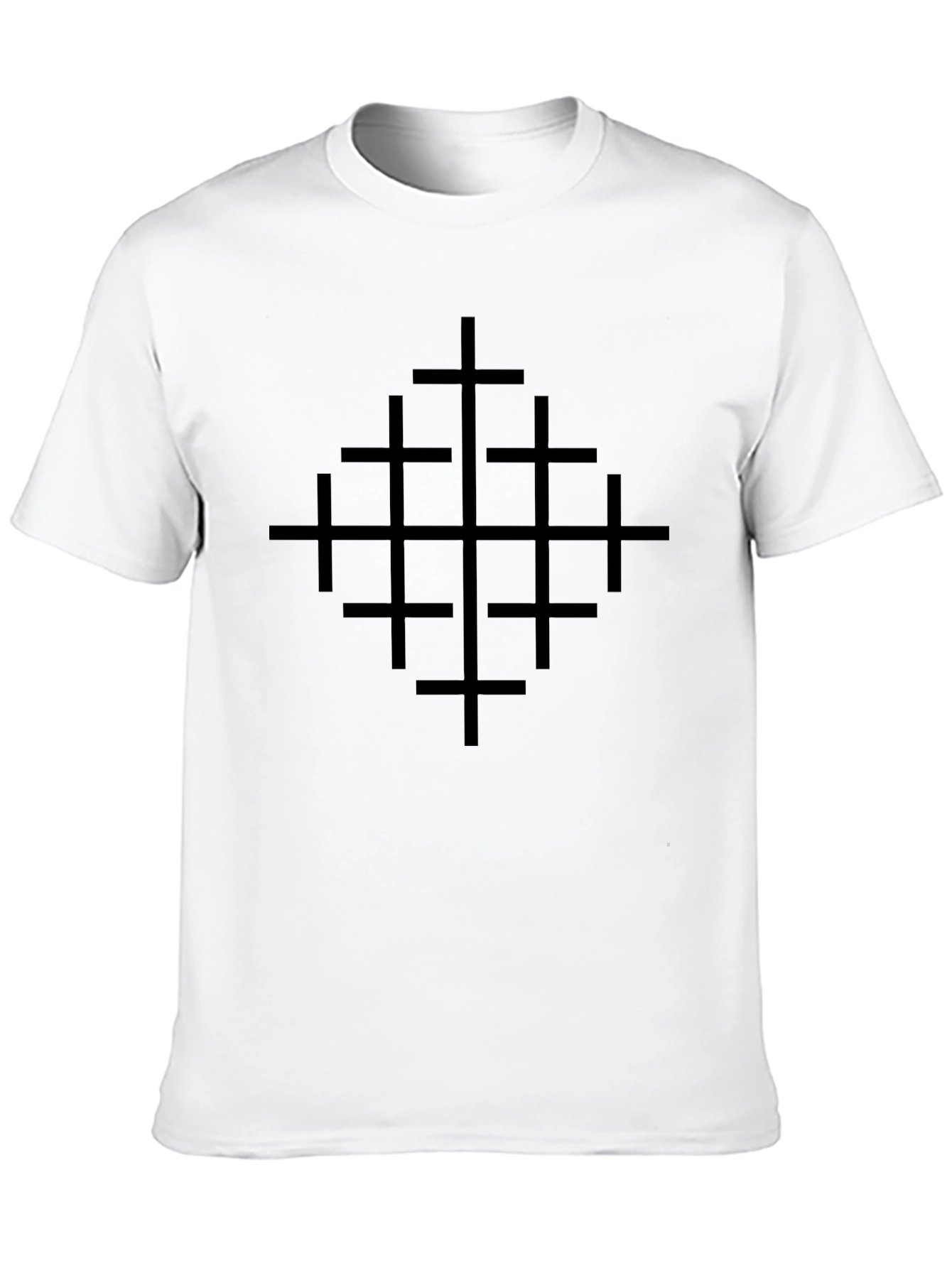 Geometric Cross Graphic Tee - Minimalist Style