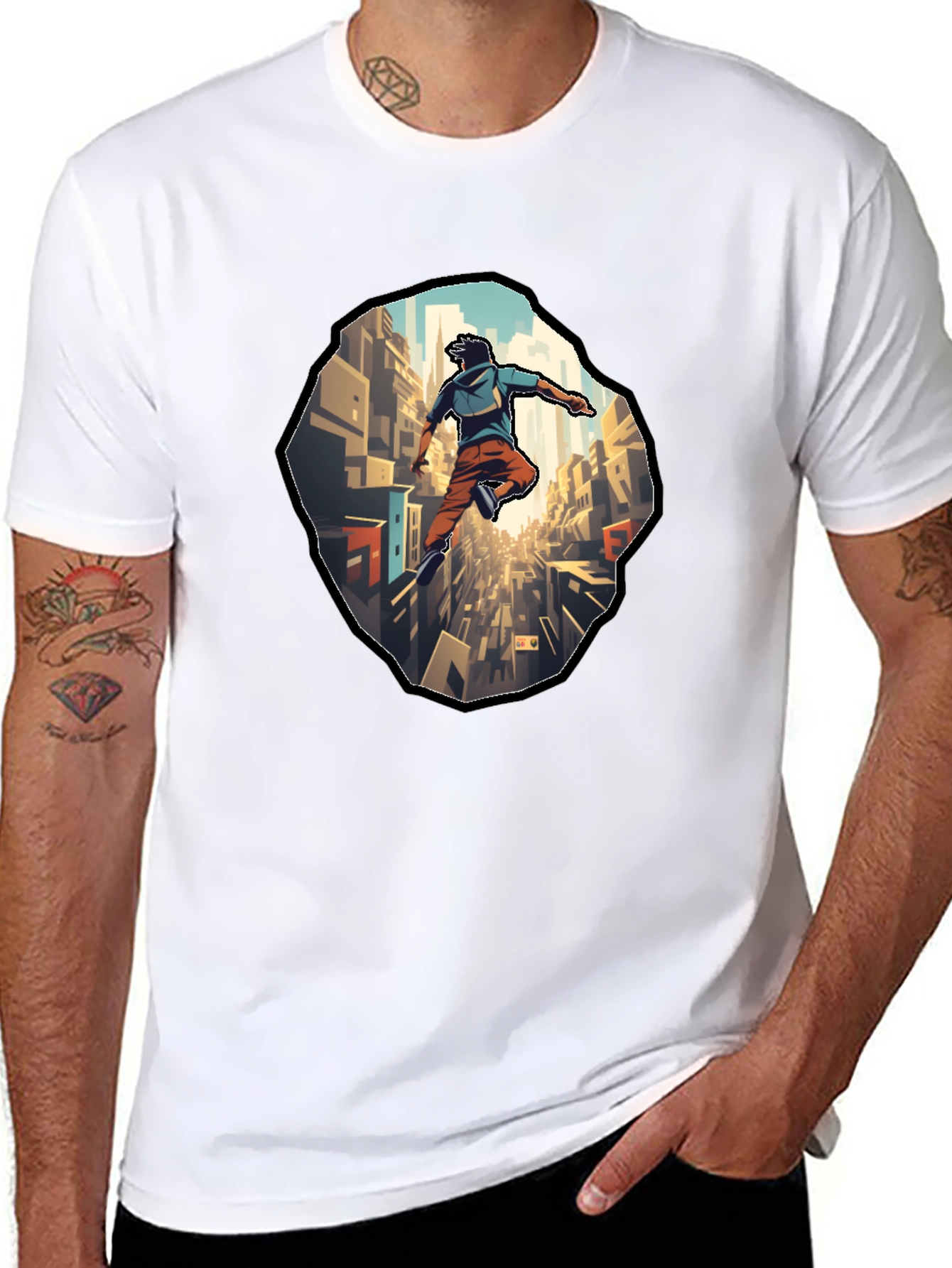 Urban Leap T-Shirt - Cityscape Parkour Design