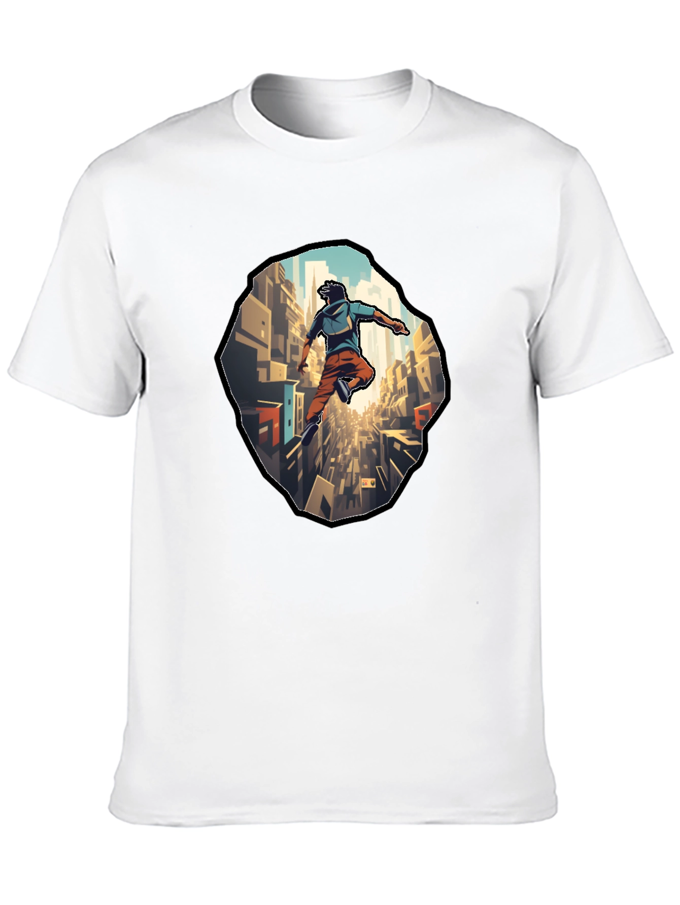 Urban Leap T-Shirt - Cityscape Parkour Design