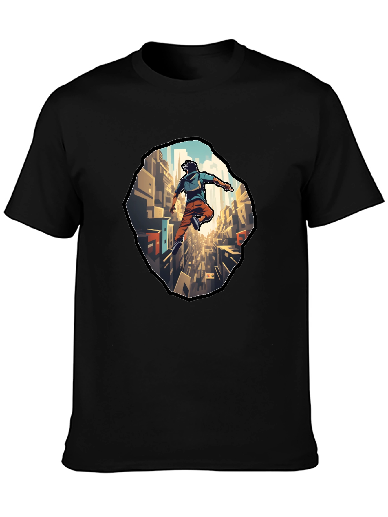 Urban Leap T-Shirt - Cityscape Parkour Design