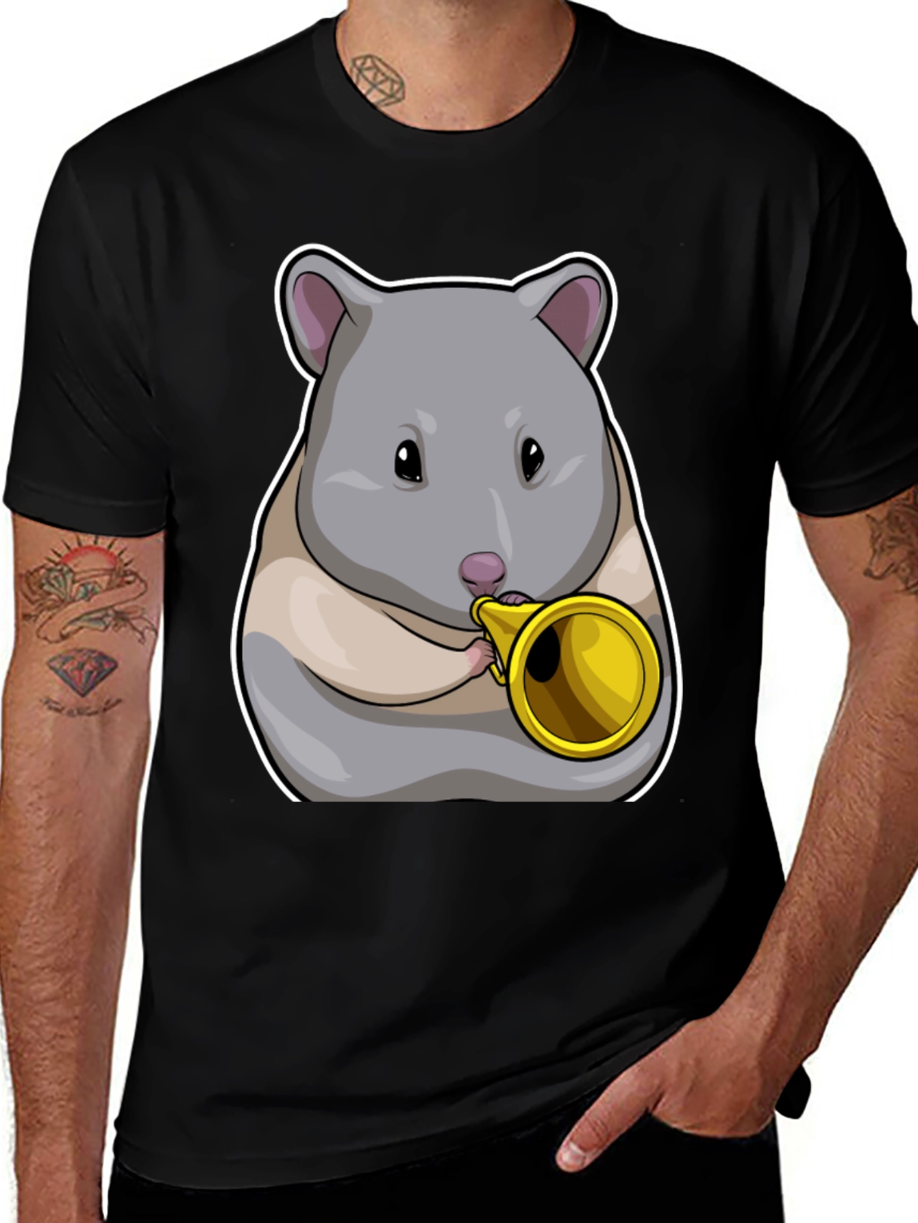 Hamster Trumpet T-Shirt - Musical Animal Tee