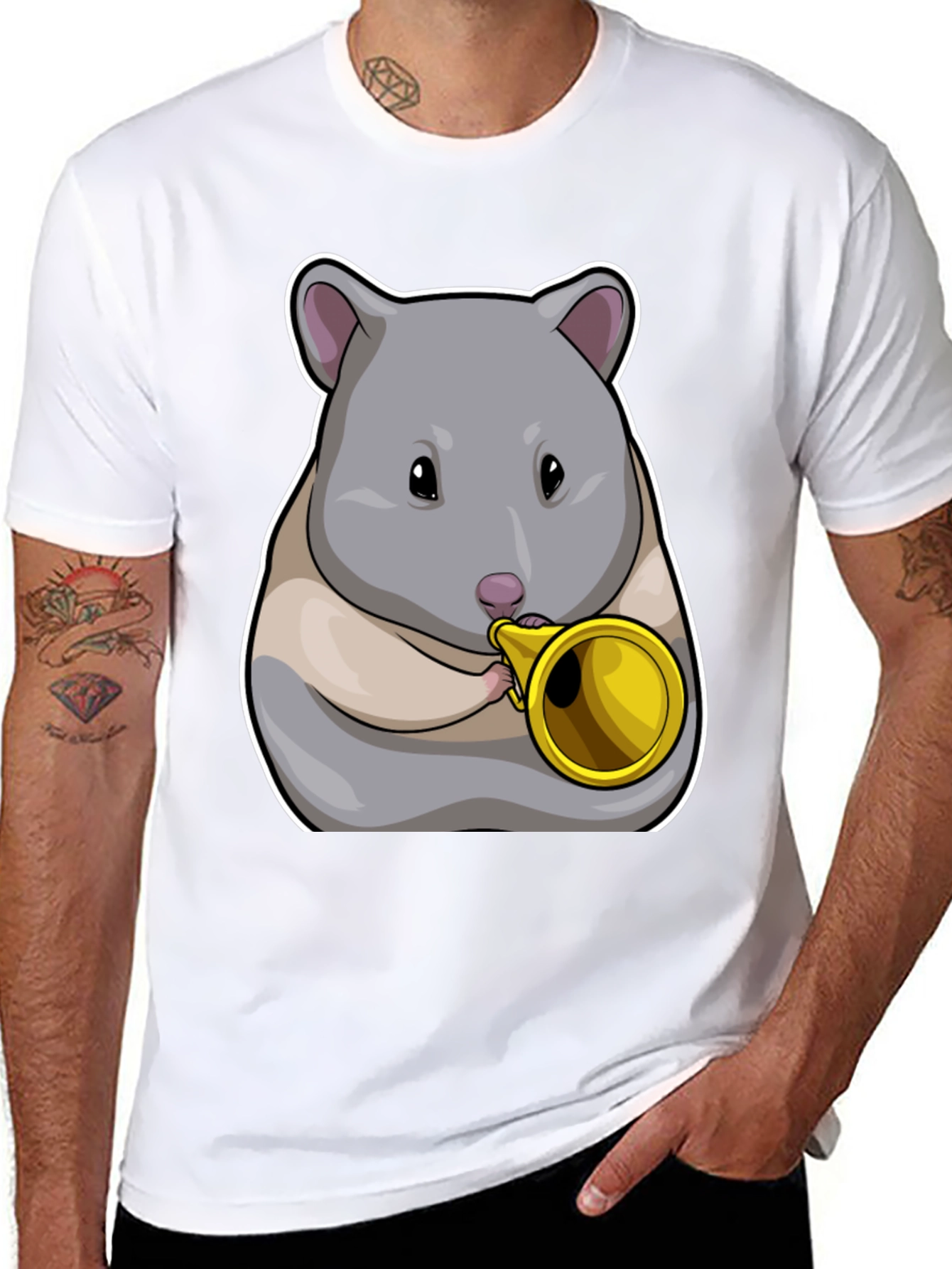 Hamster Trumpet T-Shirt - Musical Animal Tee