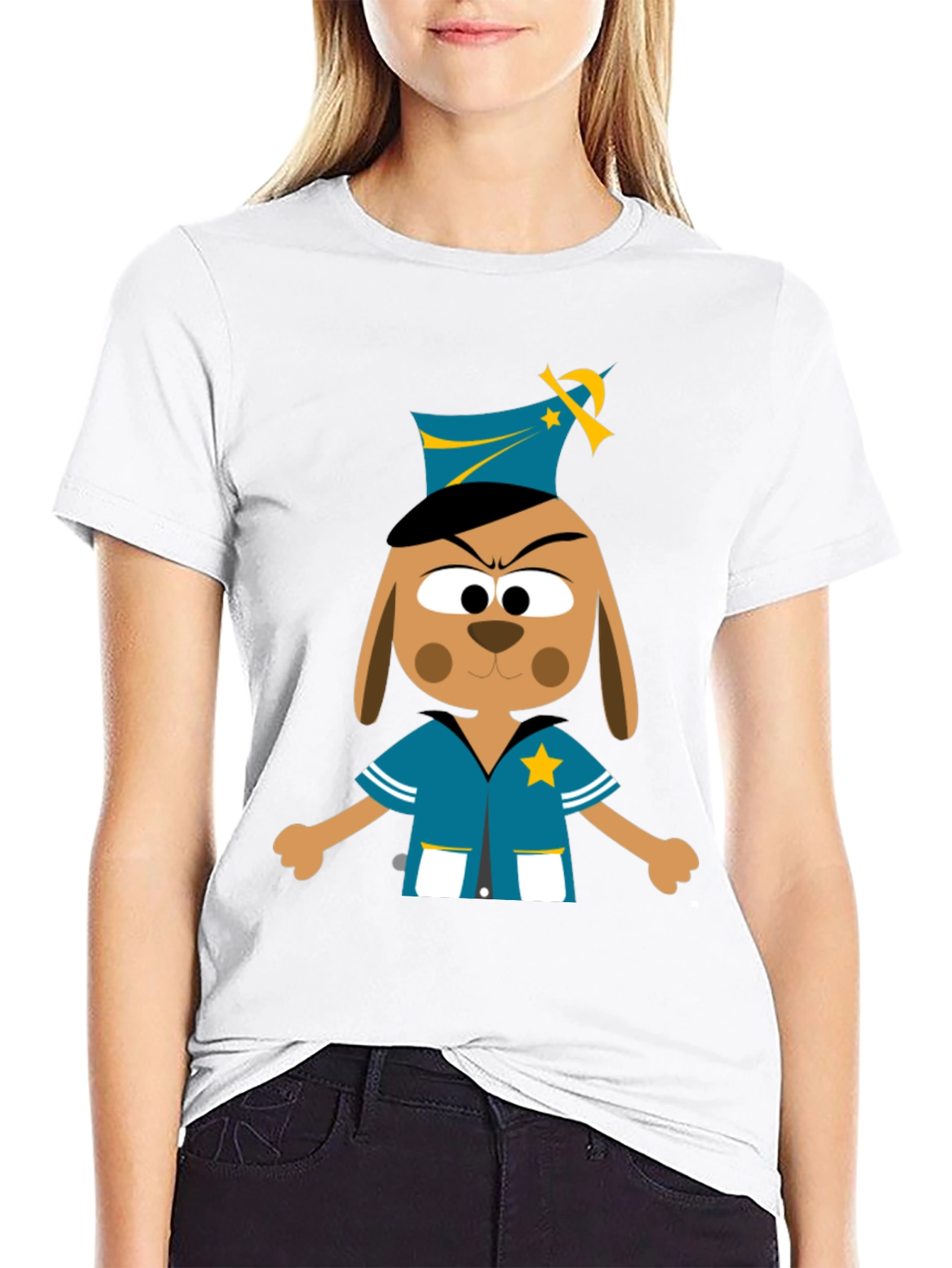 Cartoon Dog Cop T-Shirt - Novelty Graphic Tee