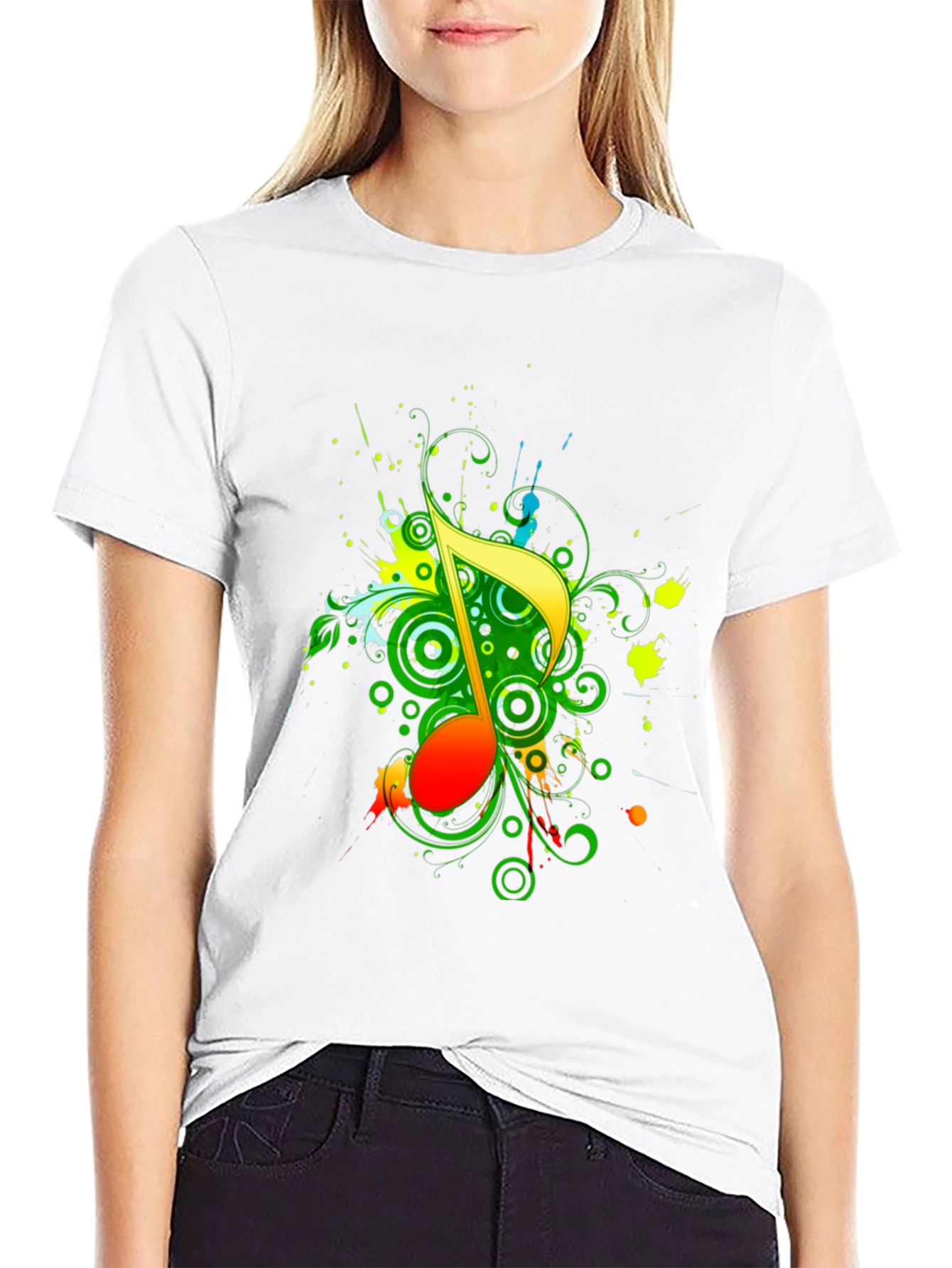 Vibrant Music Note Graphic T-Shirt
