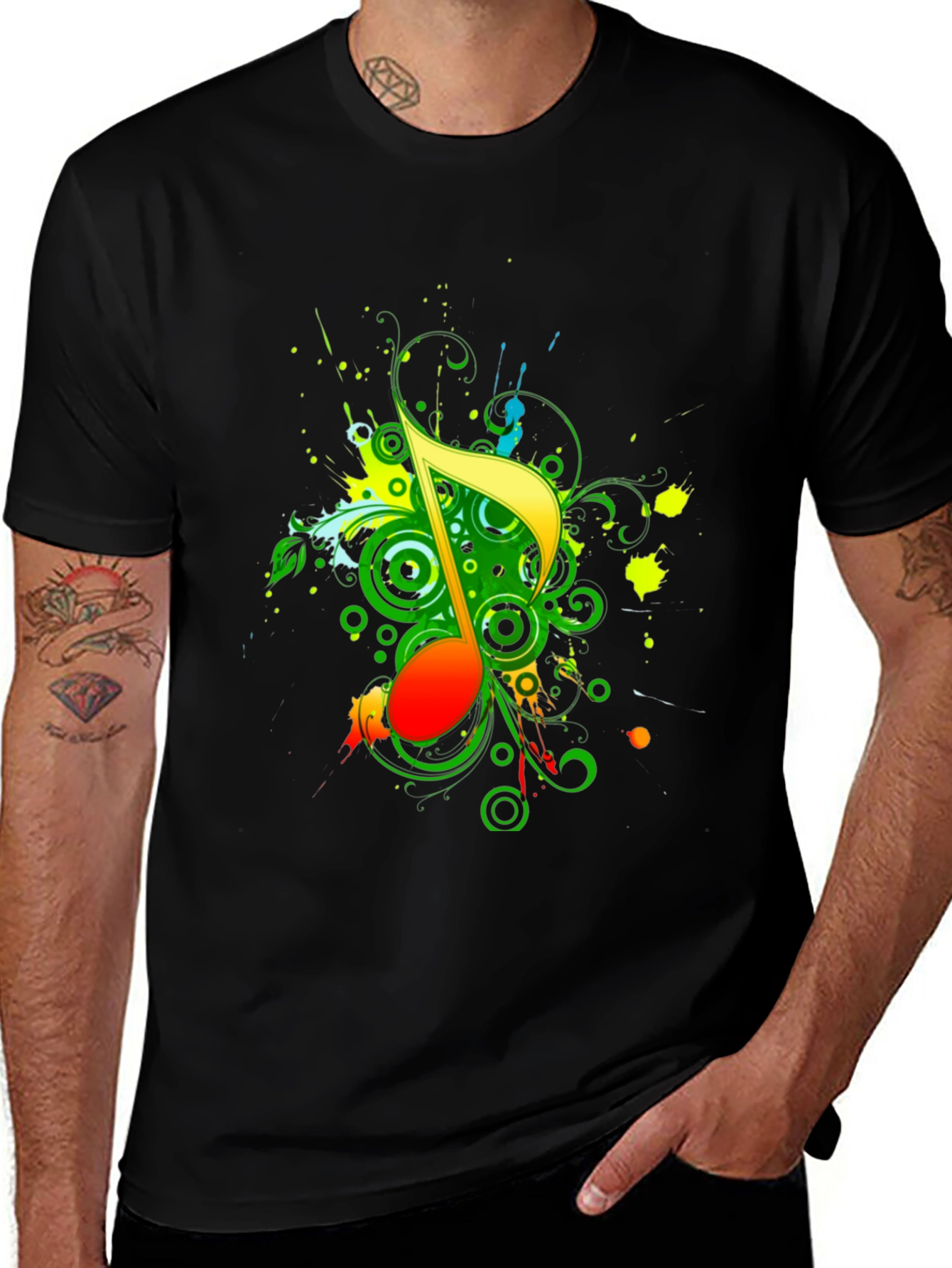 Vibrant Music Note Graphic T-Shirt