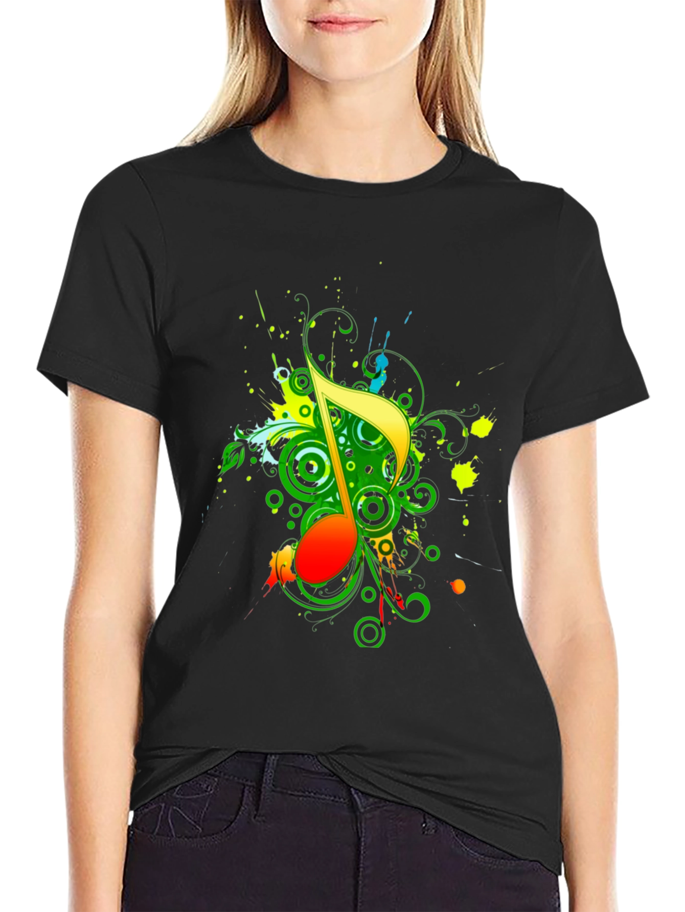 Vibrant Music Note Graphic T-Shirt