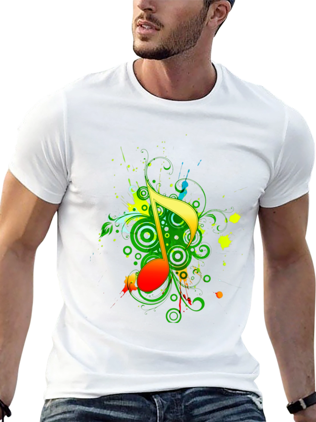 Vibrant Music Note Graphic T-Shirt