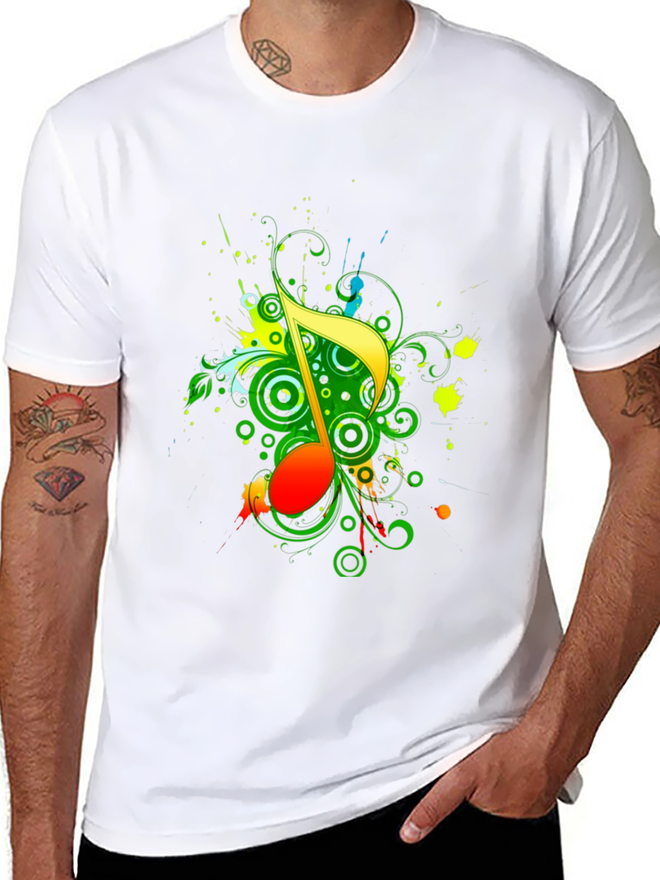 Vibrant Music Note Graphic T-Shirt