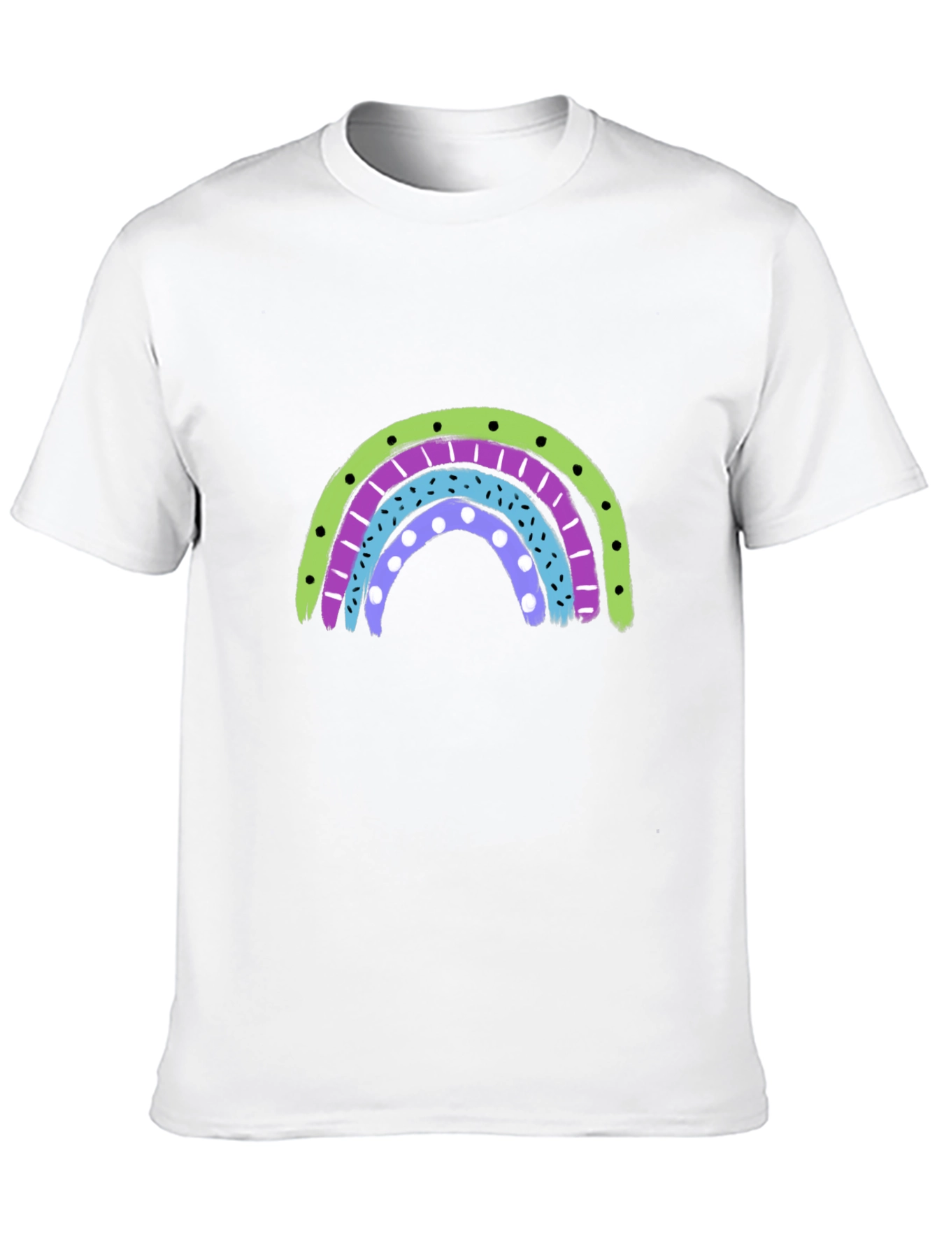 Retro Rainbow Graphic Tee - Black Cotton Blend Shirt