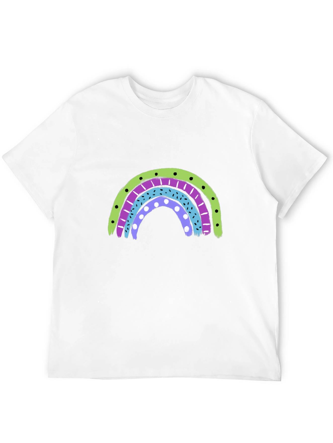 Retro Rainbow Graphic Tee - Black Cotton Blend Shirt
