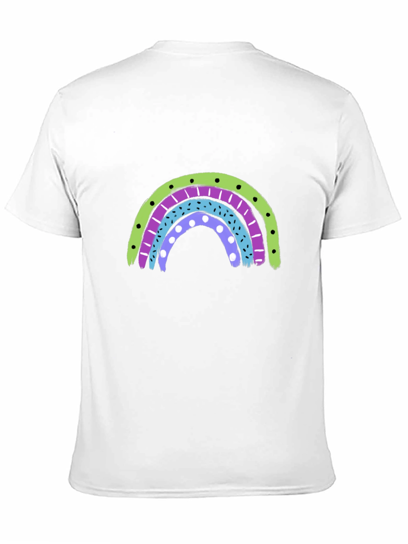 Retro Rainbow Graphic Tee - Black Cotton Blend Shirt