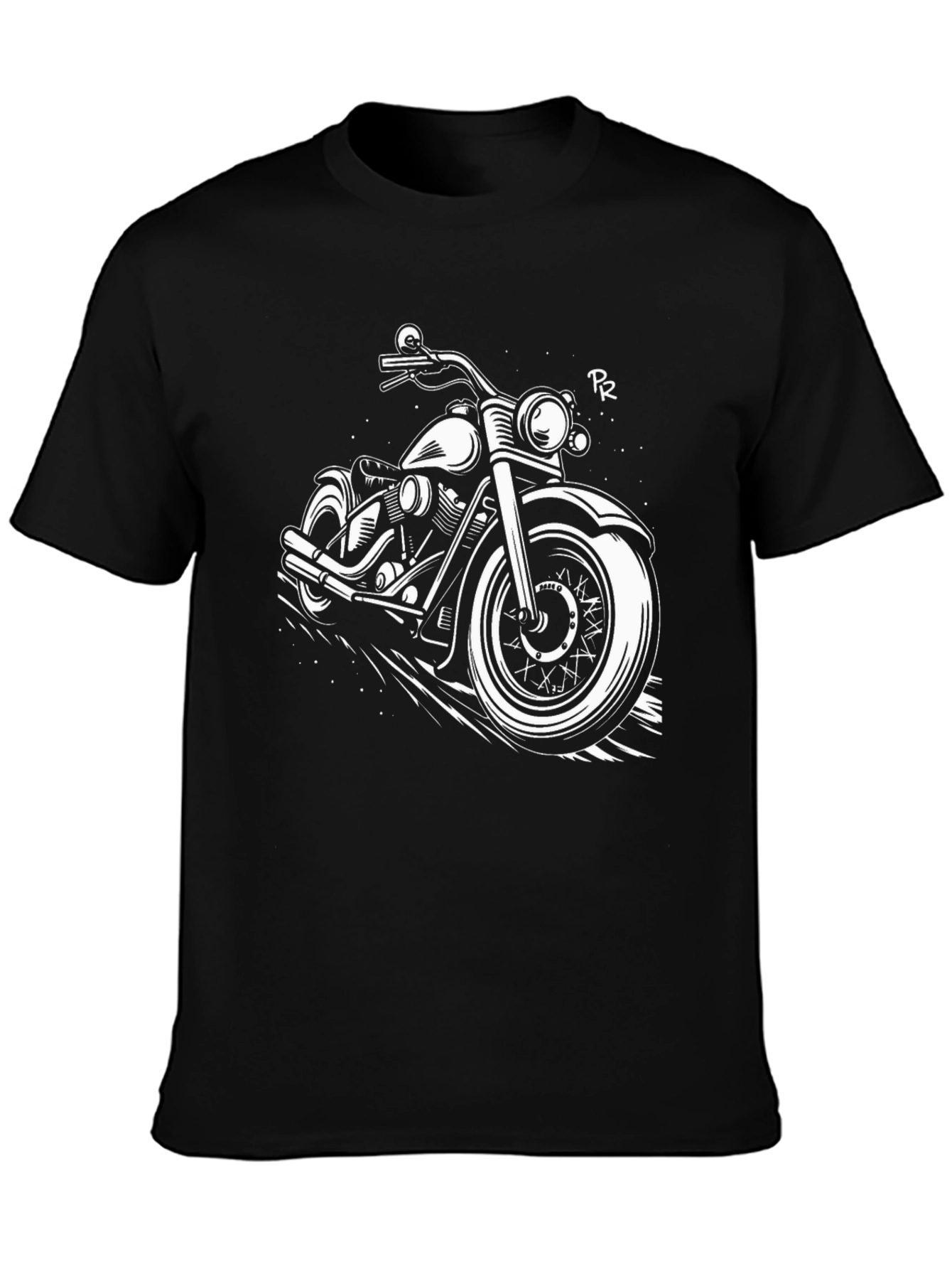Black Motorcycle Graphic T-Shirt