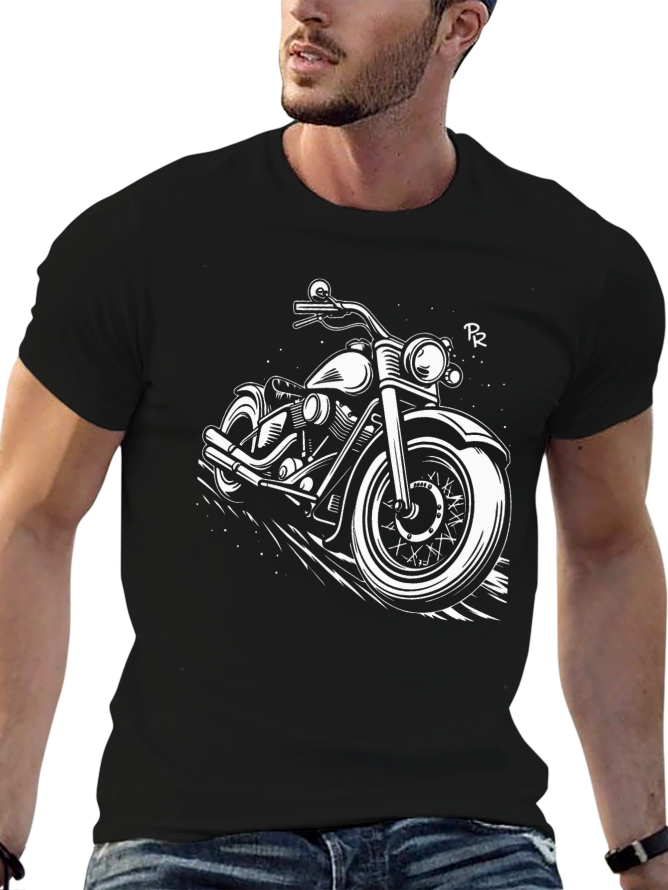 Black Motorcycle Graphic T-Shirt