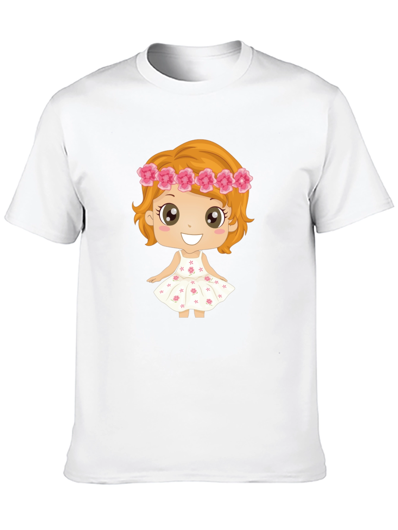 Cute Cartoon Girl Graphic Black T-Shirt