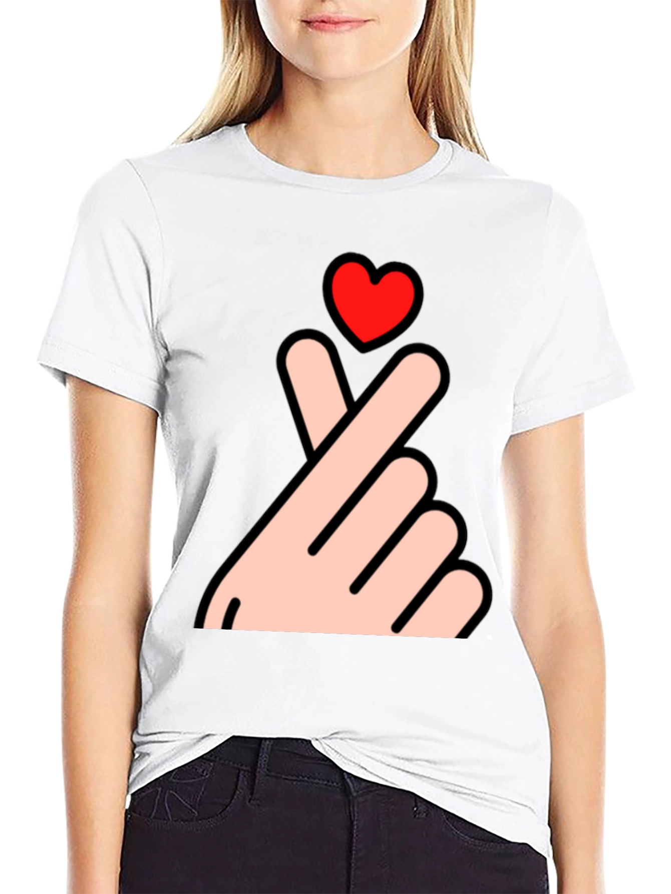Finger Heart T-Shirt - Korean Love Sign Tee