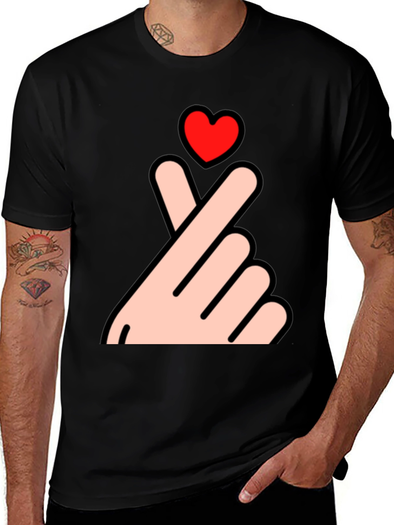 Finger Heart T-Shirt - Korean Love Sign Tee