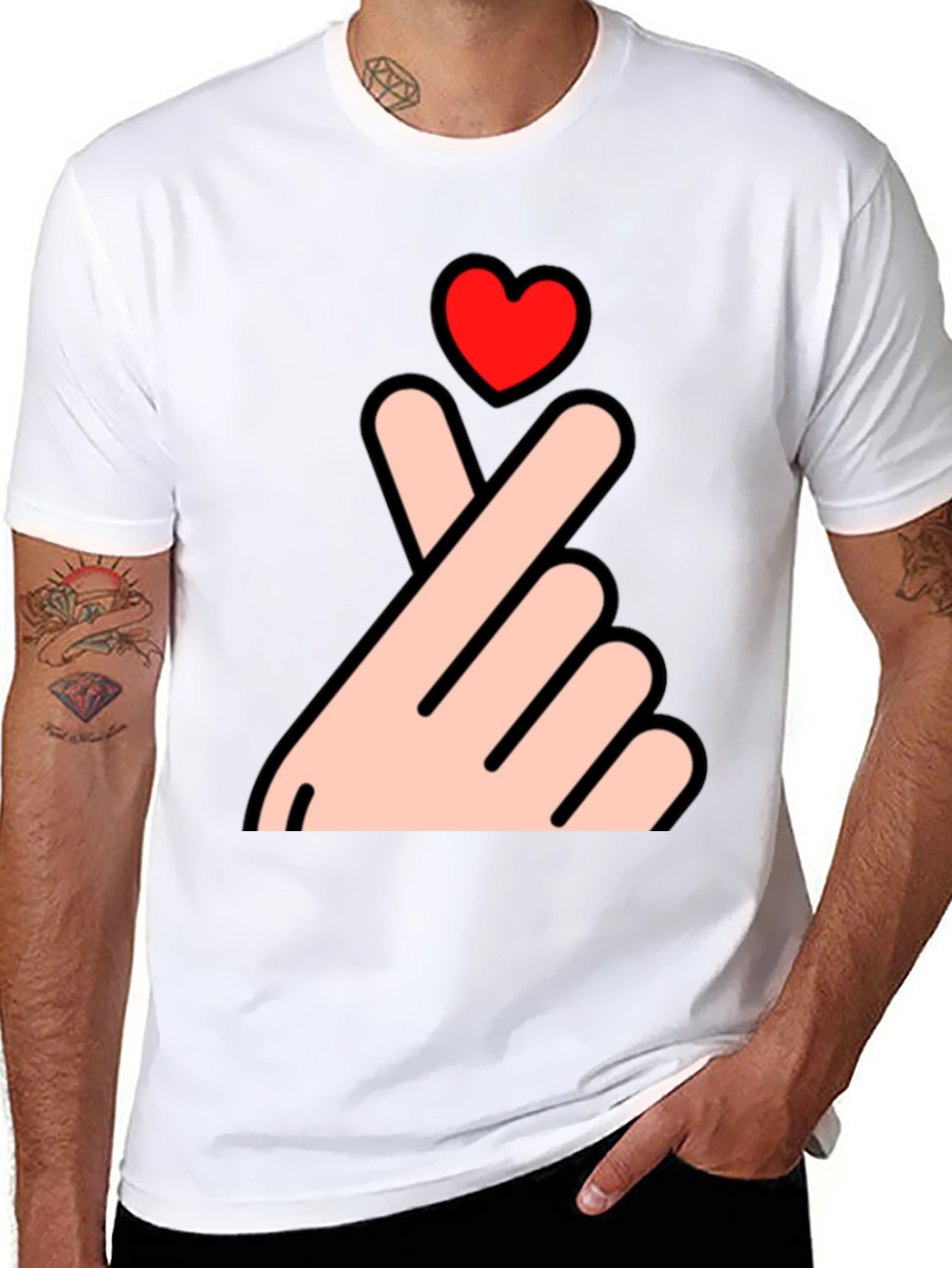 Finger Heart T-Shirt - Korean Love Sign Tee