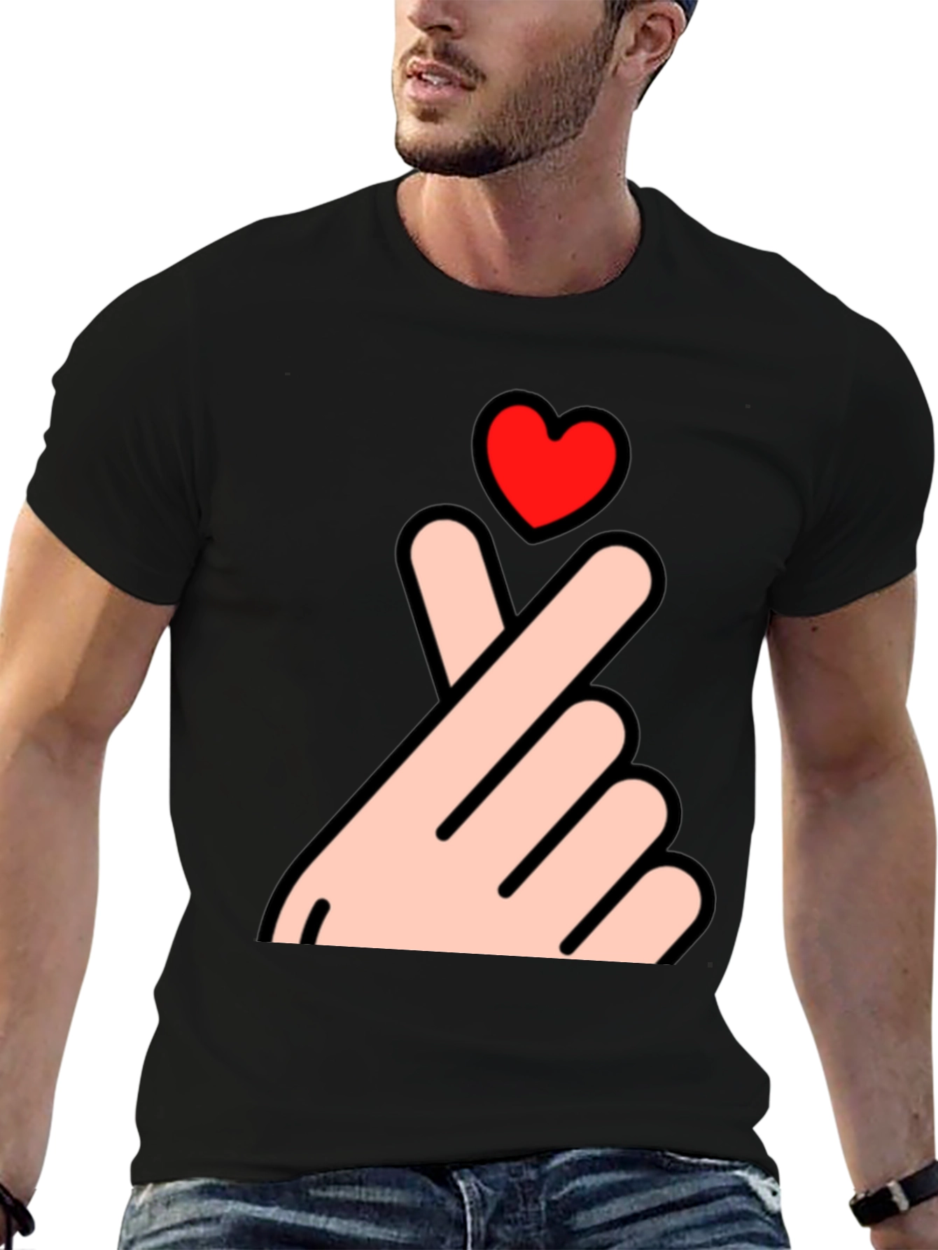 Finger Heart T-Shirt - Korean Love Sign Tee