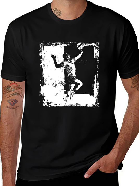 Basketball Player Graphic Tee - Black Cotton T-Shirt