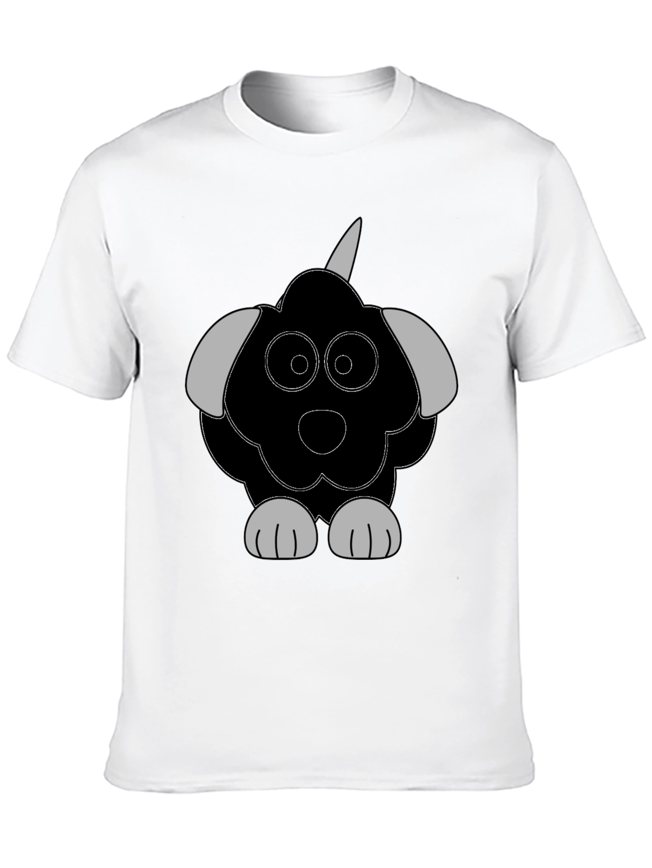 Cartoon Dog Graphic Tee - Casual Black T-Shirt