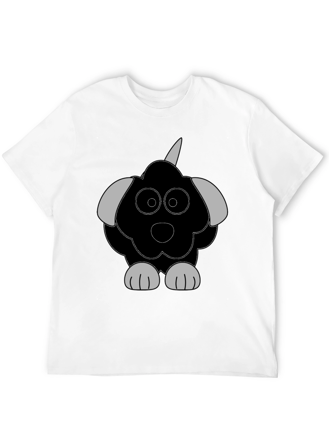 Cartoon Dog Graphic Tee - Casual Black T-Shirt