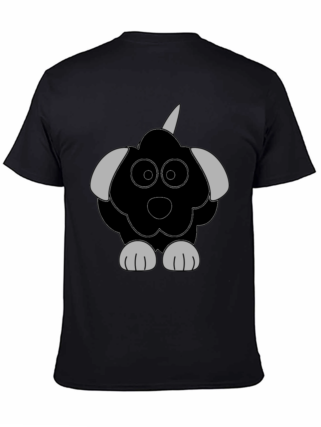 Cartoon Dog Graphic Tee - Casual Black T-Shirt