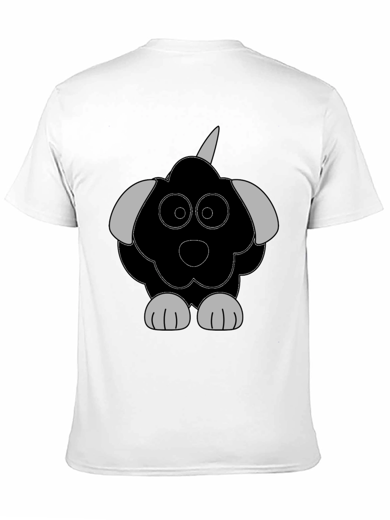 Cartoon Dog Graphic Tee - Casual Black T-Shirt