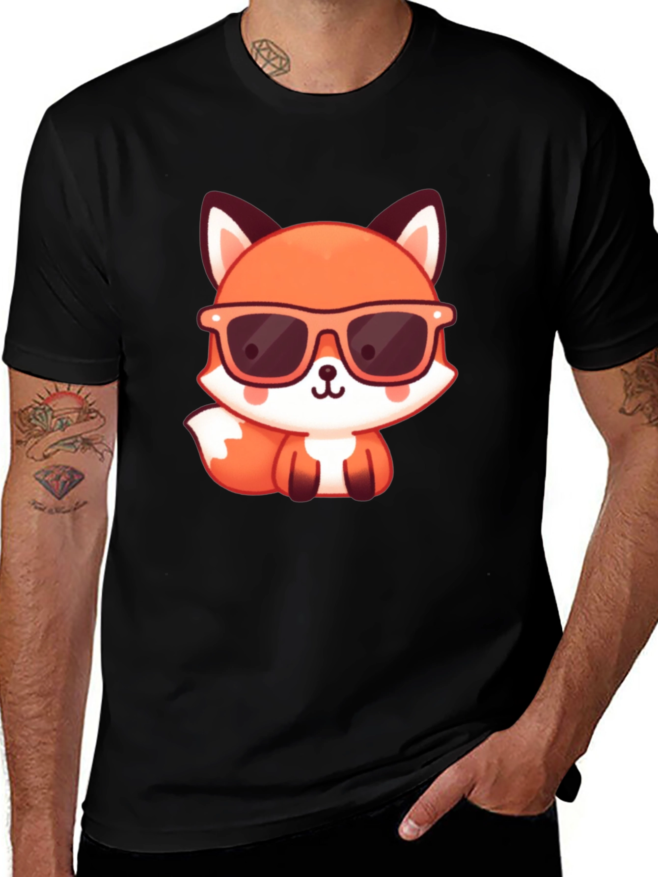 Cool Fox Graphic Tee - Stylish Black T-Shirt