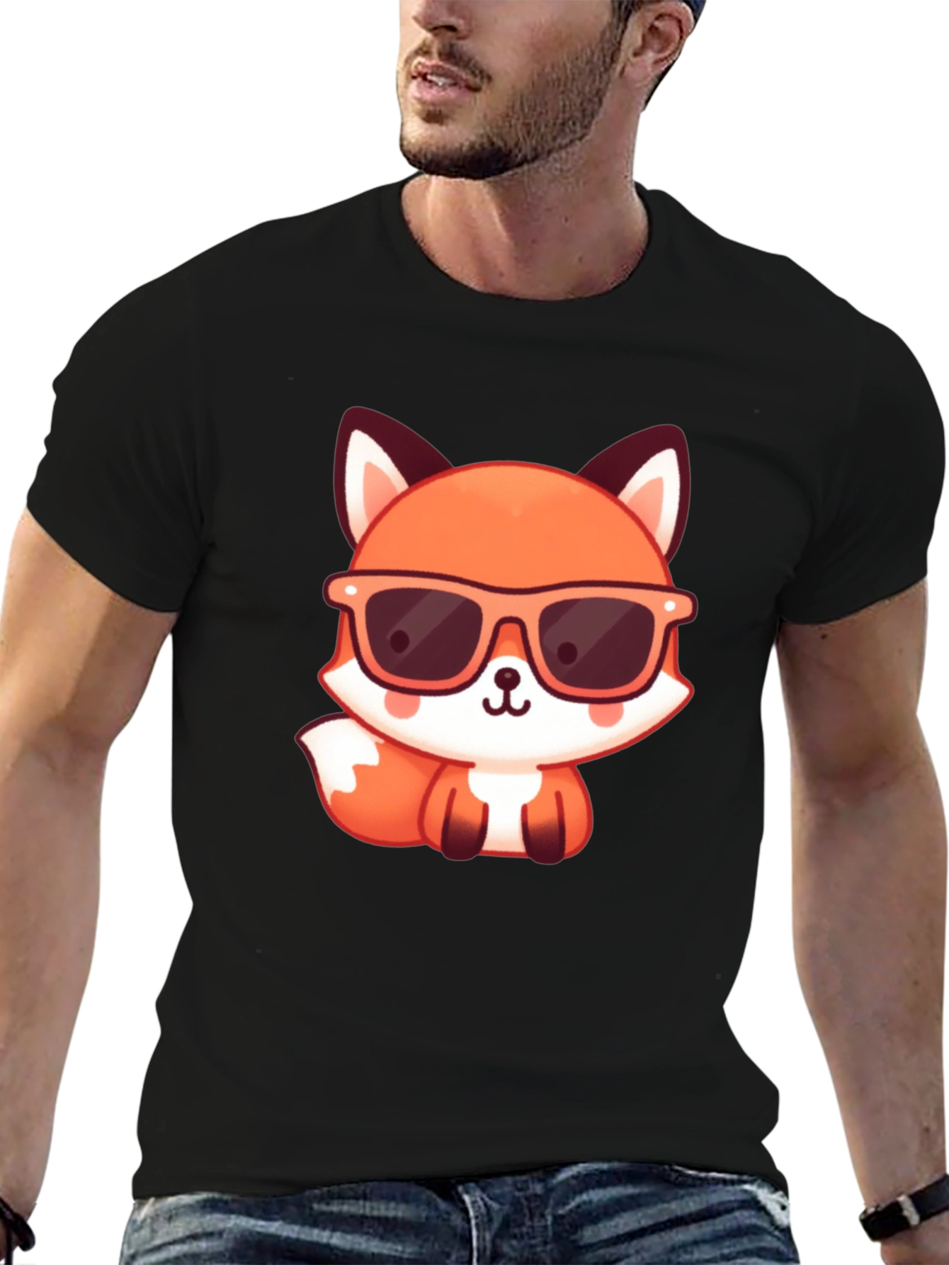 Cool Fox Graphic Tee - Stylish Black T-Shirt