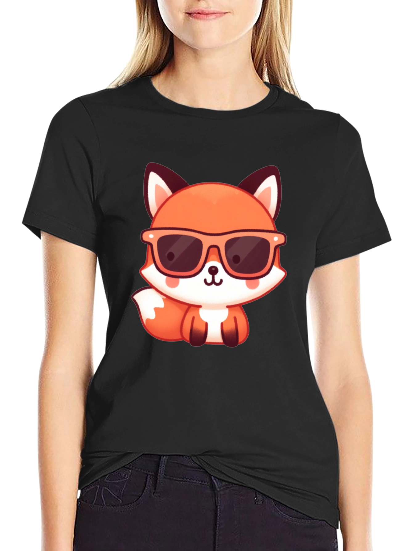 Cool Fox Graphic Tee - Stylish Black T-Shirt