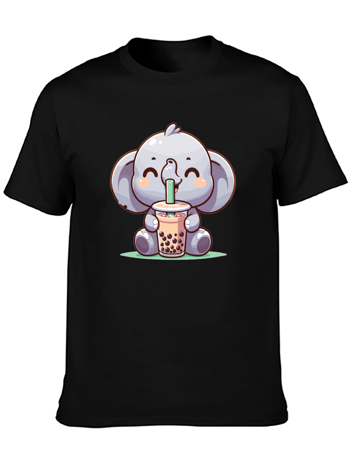Elephant Boba Tea Graphic Tee - Cute Cartoon T-Shirt