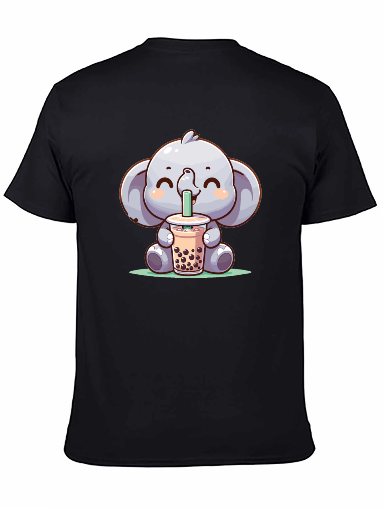 Elephant Boba Tea Graphic Tee - Cute Cartoon T-Shirt