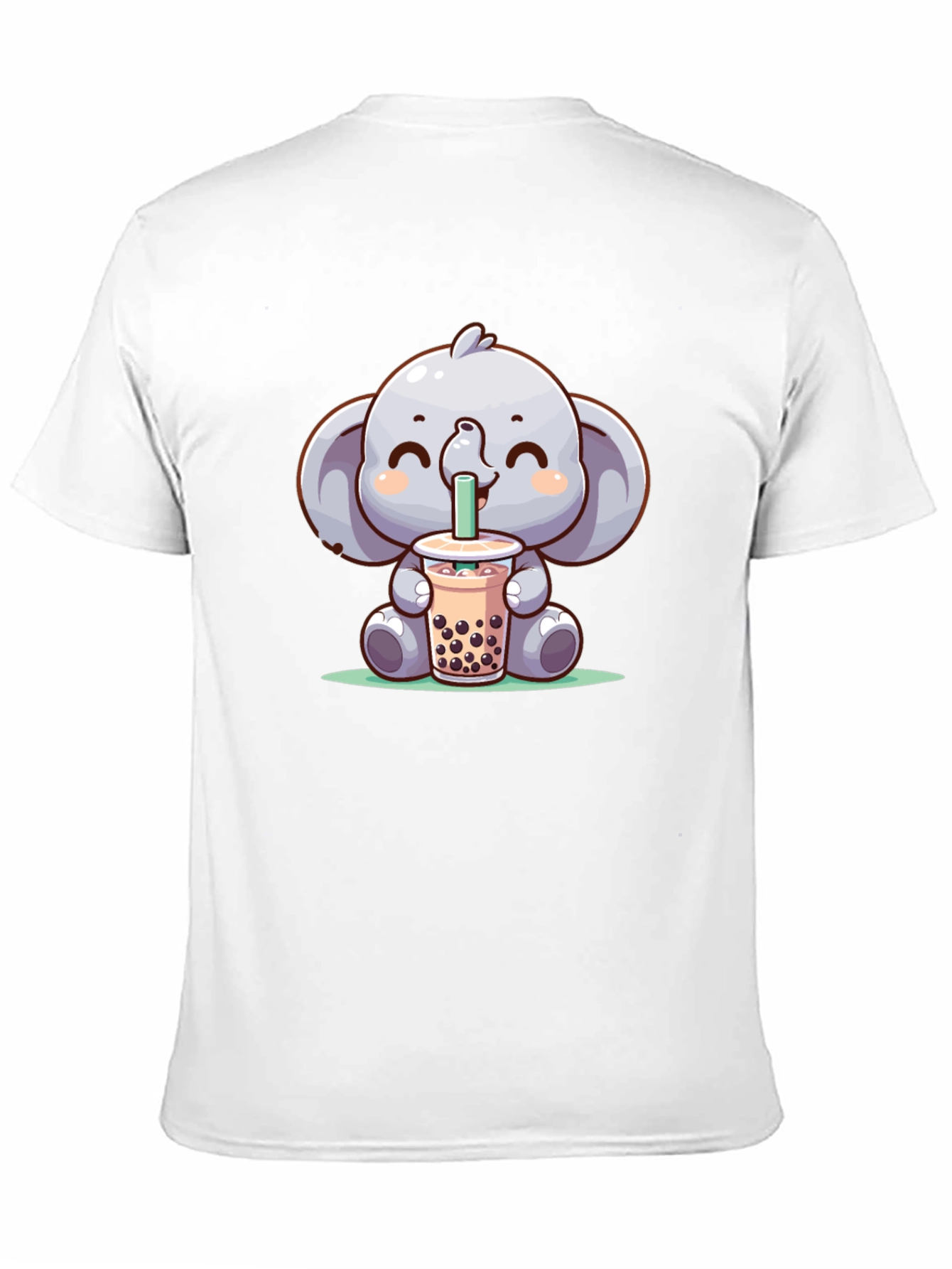 Elephant Boba Tea Graphic Tee - Cute Cartoon T-Shirt