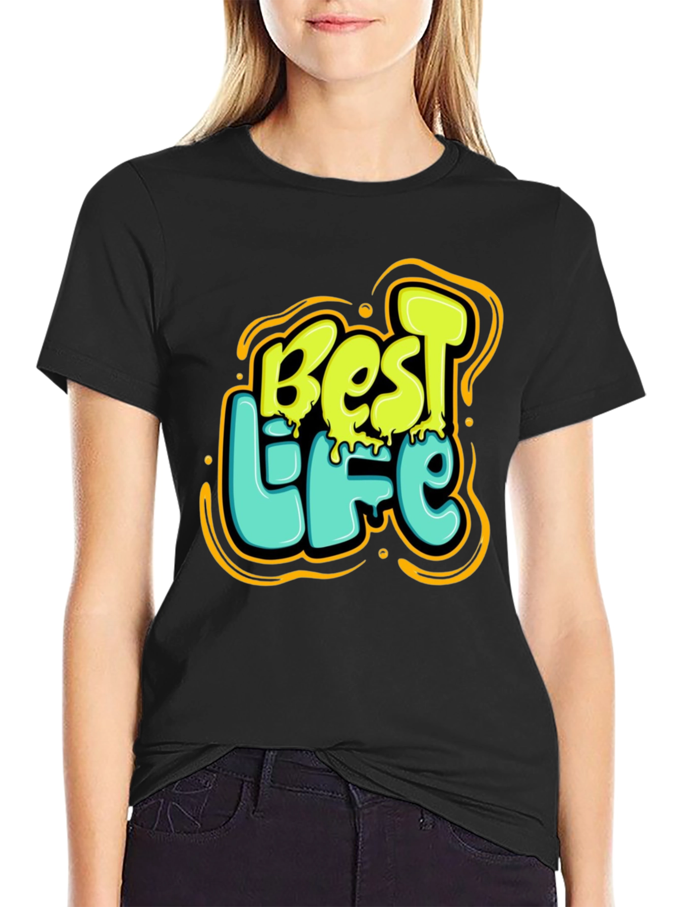 Best Life Graphic Print Black T-Shirt