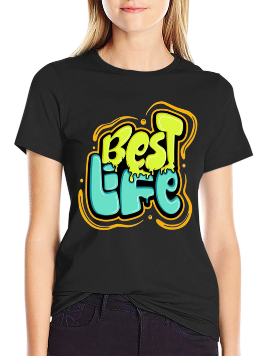 Best Life Graphic Print Black T-Shirt