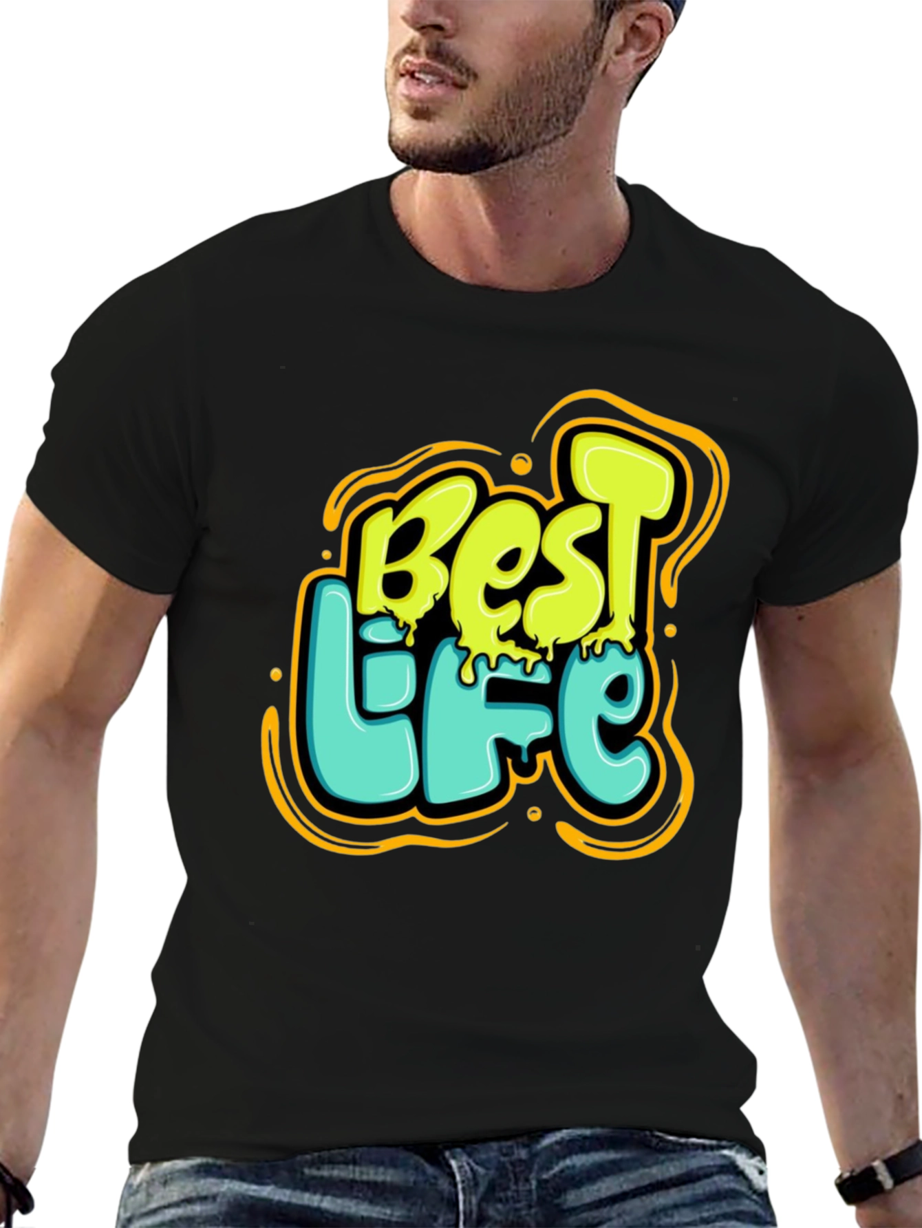 Best Life Graphic Print Black T-Shirt