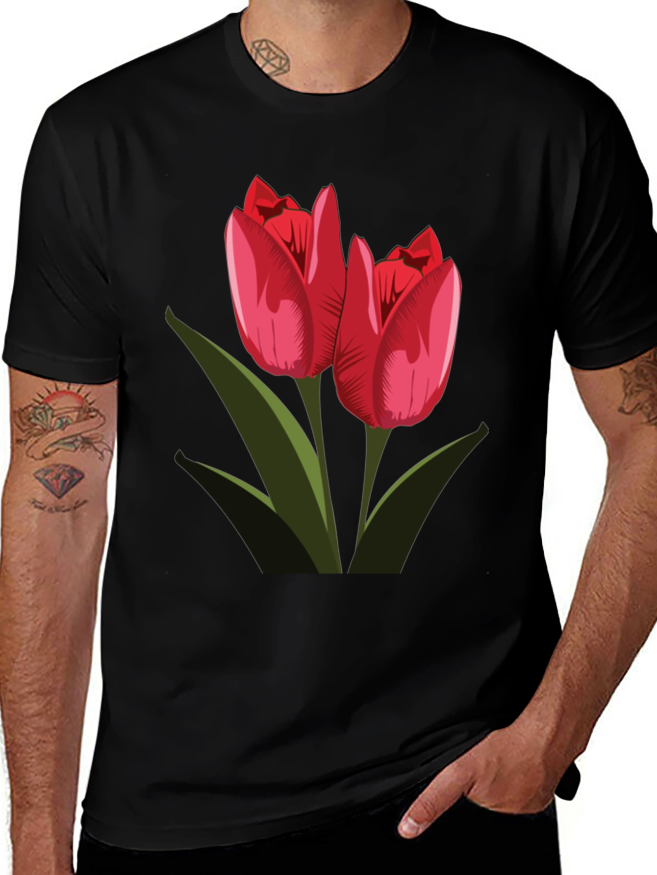 Tulip Graphic Black T-Shirt
