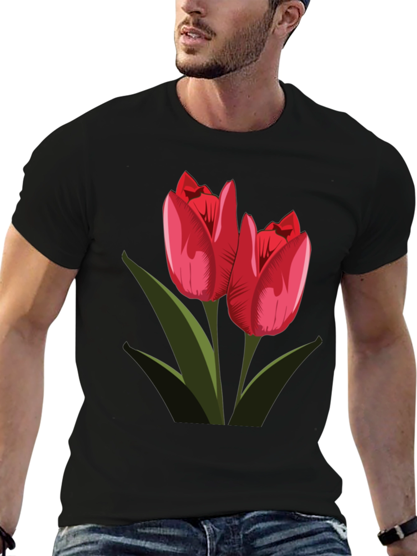 Tulip Graphic Black T-Shirt