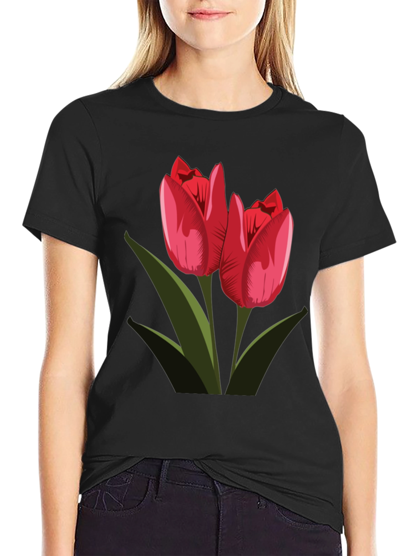 Tulip Graphic Black T-Shirt