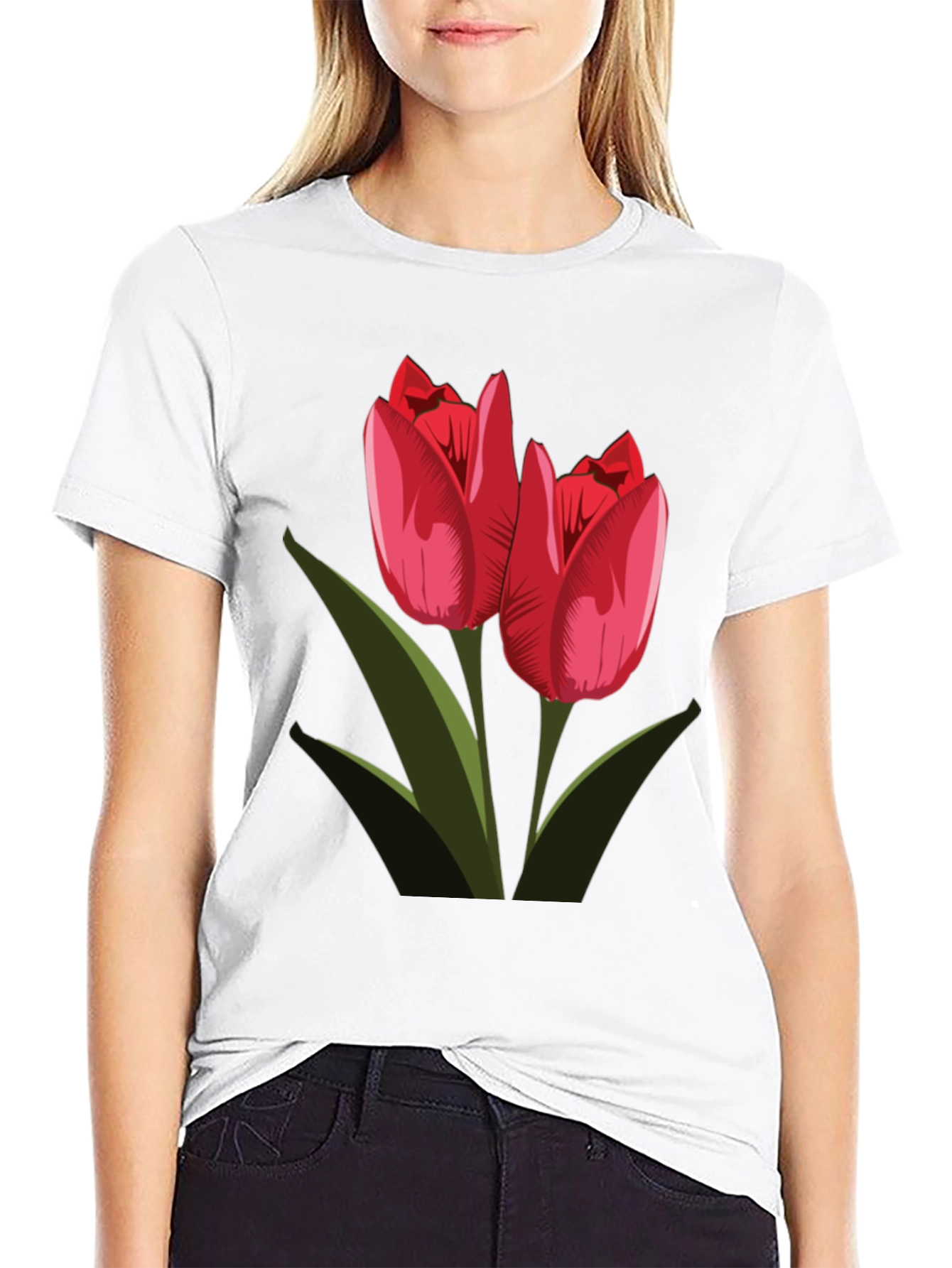 Tulip Graphic Black T-Shirt